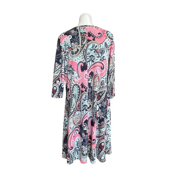 James C Paisley Dress V-Neck Women's Size Large Made in USA - Picture 4 of 11